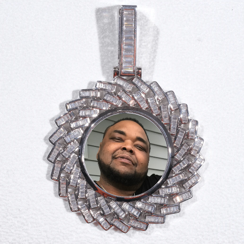 Large 3D Baguette Custom Picture Pendant