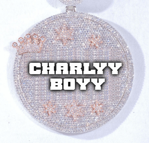 CUSTOM LETTER NECKLACE 3D BIG CROWN DISC