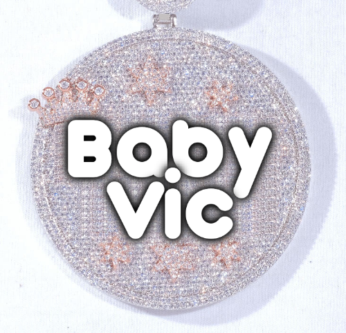 CUSTOM LETTER NECKLACE 3D BIG CROWN DISC