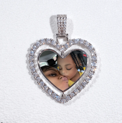3D Spinning 2-Faced Heart Custom Picture Pendant