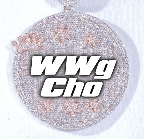 CUSTOM LETTER NECKLACE 3D BIG CROWN DISC