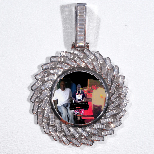 Large 3D Baguette Custom Picture Pendant