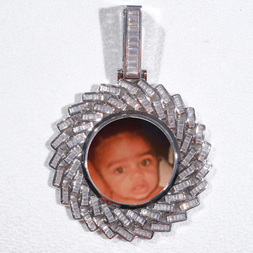 Large 3D Baguette Custom Picture Pendant