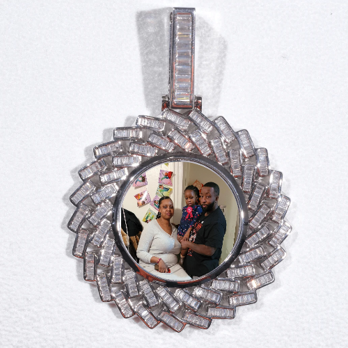 Large 3D Baguette Custom Picture Pendant