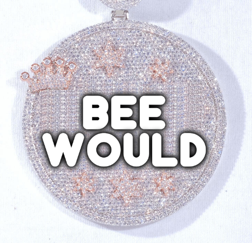 CUSTOM LETTER NECKLACE 3D BIG CROWN DISC