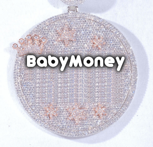 CUSTOM LETTER NECKLACE 3D BIG CROWN DISC