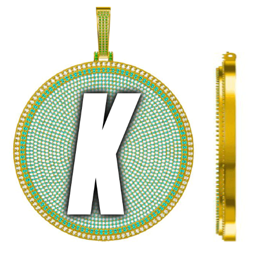 CUSTOM LETTER NECKLACE 3D BIG DISC