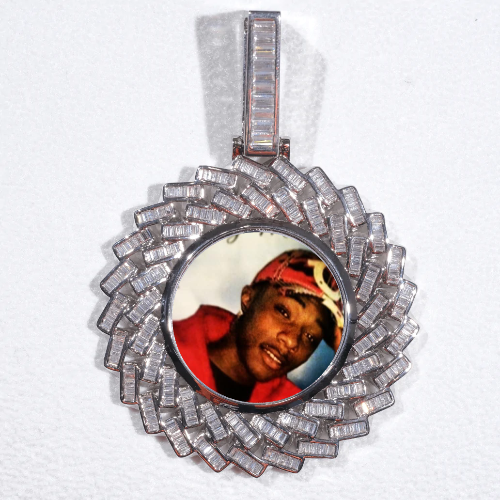 Large 3D Baguette Custom Picture Pendant