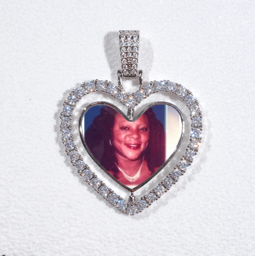 3D Spinning 2-Faced Heart Custom Picture Pendant