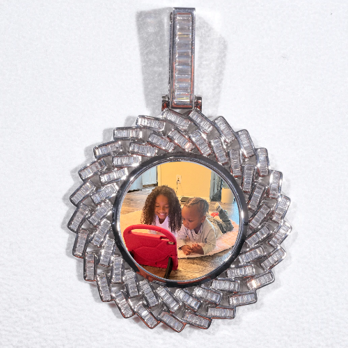 Large 3D Baguette Custom Picture Pendant