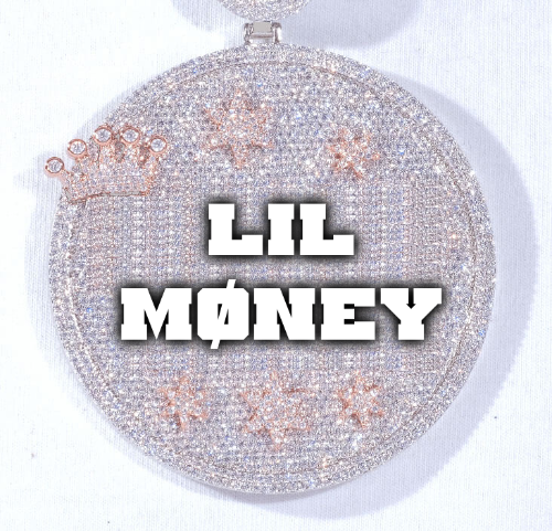 CUSTOM LETTER NECKLACE 3D BIG CROWN DISC
