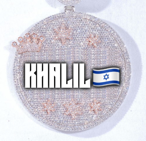 CUSTOM LETTER NECKLACE 3D BIG CROWN DISC