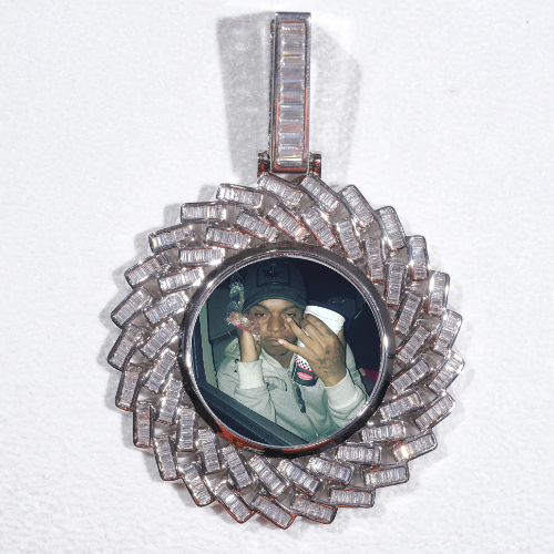 Large 3D Baguette Custom Picture Pendant