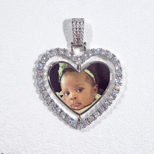 3D Spinning 2-Faced Heart Custom Picture Pendant