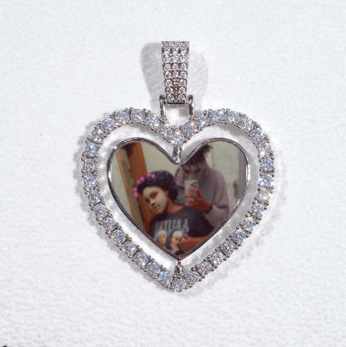 3D Spinning 2-Faced Heart Custom Picture Pendant