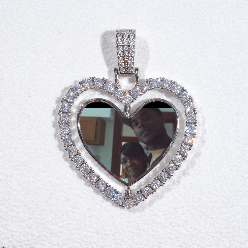 3D Spinning 2-Faced Heart Custom Picture Pendant