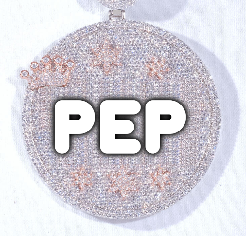 CUSTOM LETTER NECKLACE 3D BIG CROWN DISC