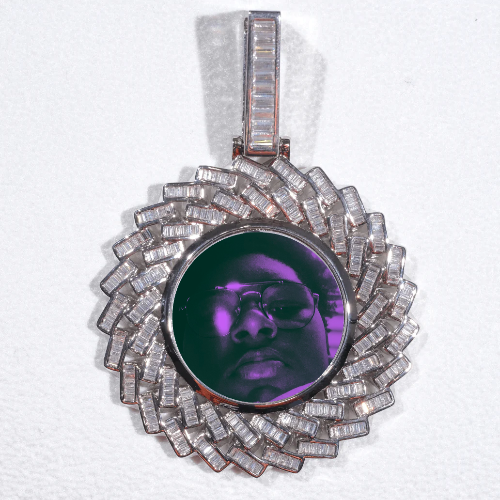 Large 3D Baguette Custom Picture Pendant