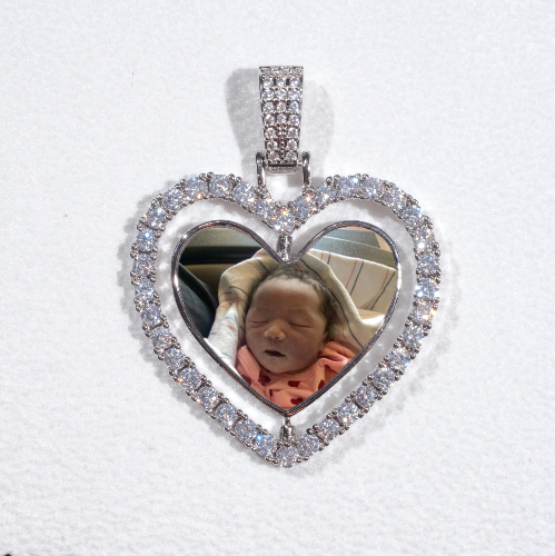 3D Spinning 2-Faced Heart Custom Picture Pendant
