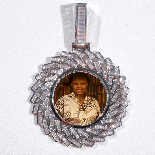 Large 3D Baguette Custom Picture Pendant