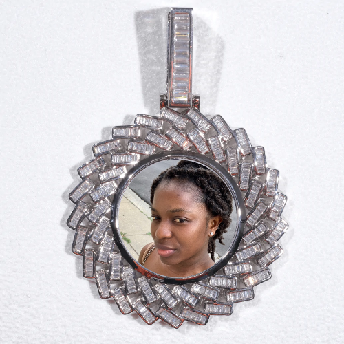 Large 3D Baguette Custom Picture Pendant