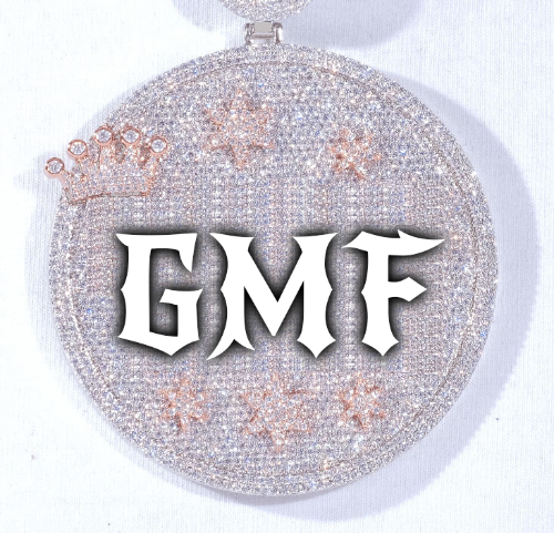 CUSTOM LETTER NECKLACE 3D BIG CROWN DISC
