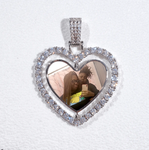 3D Spinning 2-Faced Heart Custom Picture Pendant