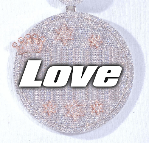 CUSTOM LETTER NECKLACE 3D BIG CROWN DISC
