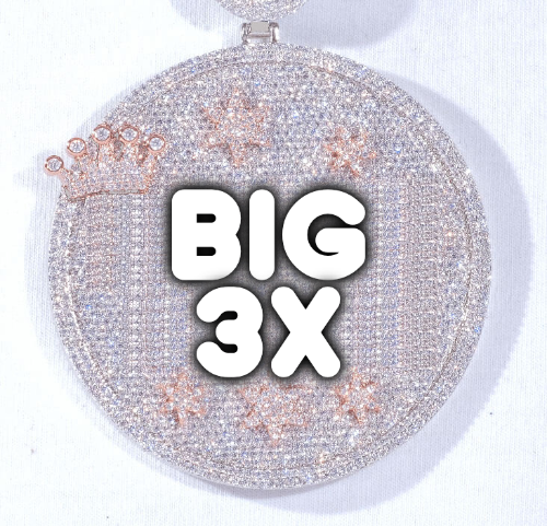 CUSTOM LETTER NECKLACE 3D BIG CROWN DISC