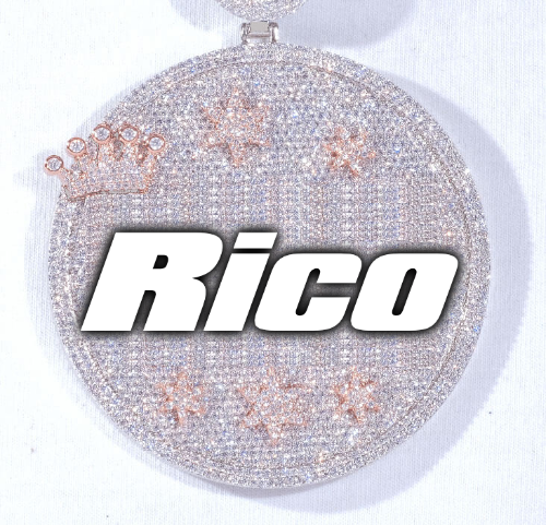 CUSTOM LETTER NECKLACE 3D BIG CROWN DISC