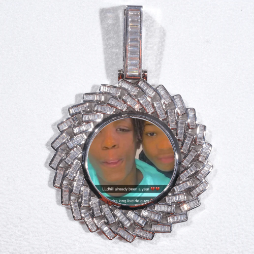 Large 3D Baguette Custom Picture Pendant