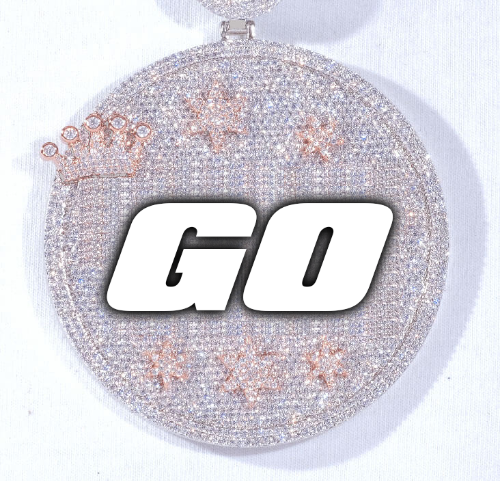 CUSTOM LETTER NECKLACE 3D BIG CROWN DISC