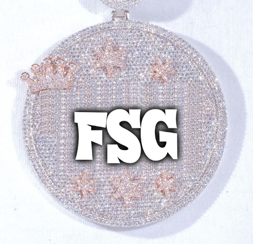 CUSTOM LETTER NECKLACE 3D BIG CROWN DISC