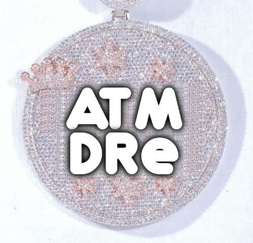 CUSTOM LETTER NECKLACE 3D BIG CROWN DISC