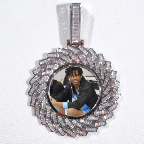 Large 3D Baguette Custom Picture Pendant