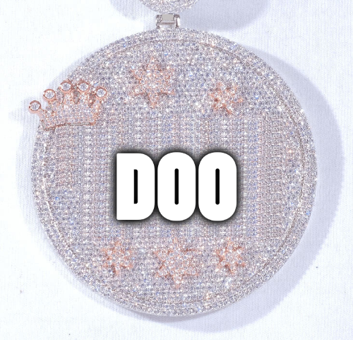 CUSTOM LETTER NECKLACE 3D BIG CROWN DISC