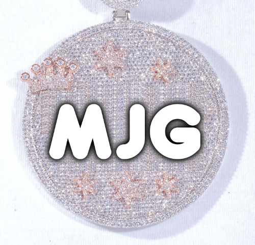 CUSTOM LETTER NECKLACE 3D BIG CROWN DISC