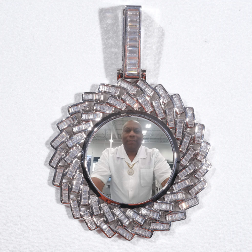 Large 3D Baguette Custom Picture Pendant