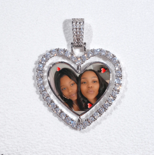 3D Spinning 2-Faced Heart Custom Picture Pendant
