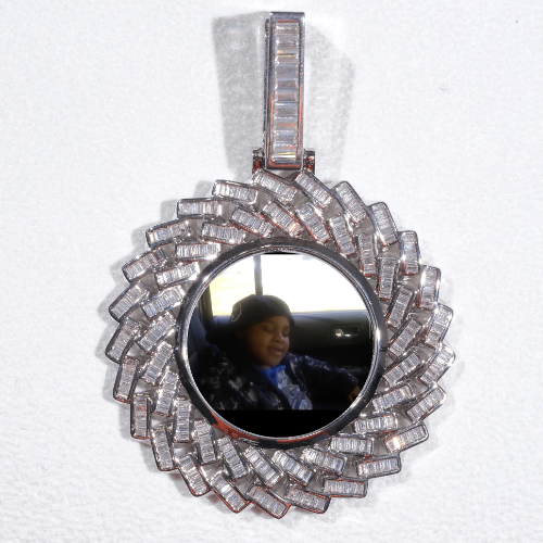 Large 3D Baguette Custom Picture Pendant