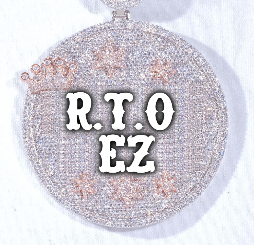 CUSTOM LETTER NECKLACE 3D BIG CROWN DISC