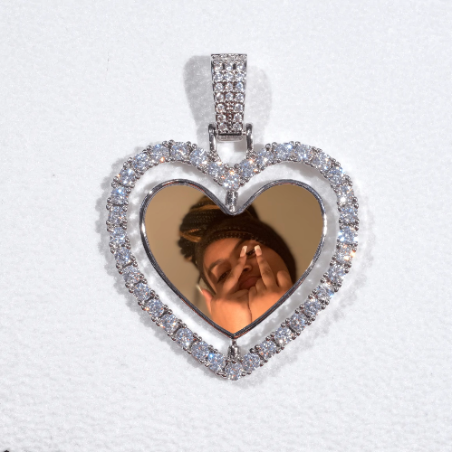 3D Spinning 2-Faced Heart Custom Picture Pendant