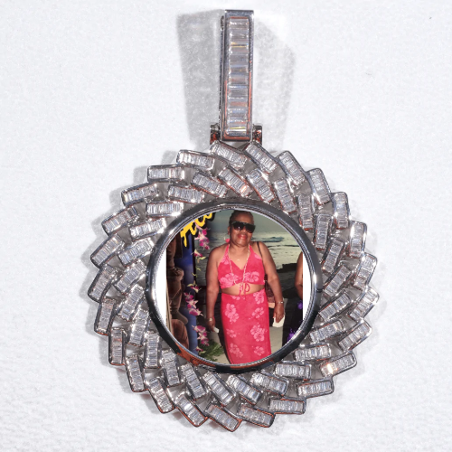 Large 3D Baguette Custom Picture Pendant