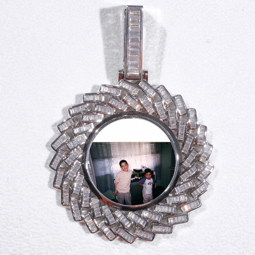 Large 3D Baguette Custom Picture Pendant