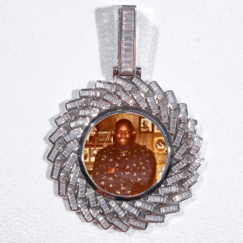 Large 3D Baguette Custom Picture Pendant