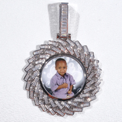 Large 3D Baguette Custom Picture Pendant