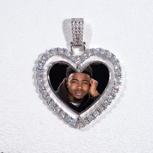 3D Spinning 2-Faced Heart Custom Picture Pendant