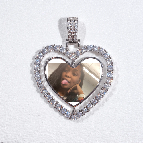 3D Spinning 2-Faced Heart Custom Picture Pendant