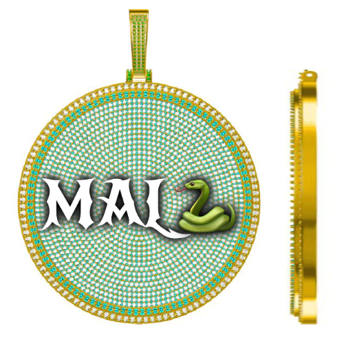 CUSTOM LETTER NECKLACE 3D BIG DISC
