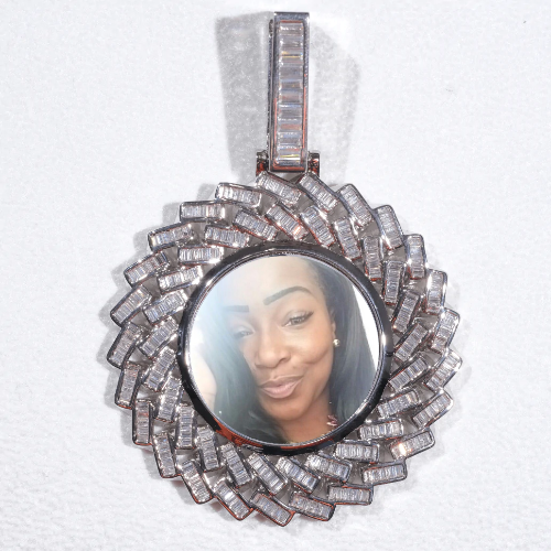 Large 3D Baguette Custom Picture Pendant